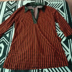 💜2/$15 or 4/$25 Unique Red 3/4 sleeve Business Shirt